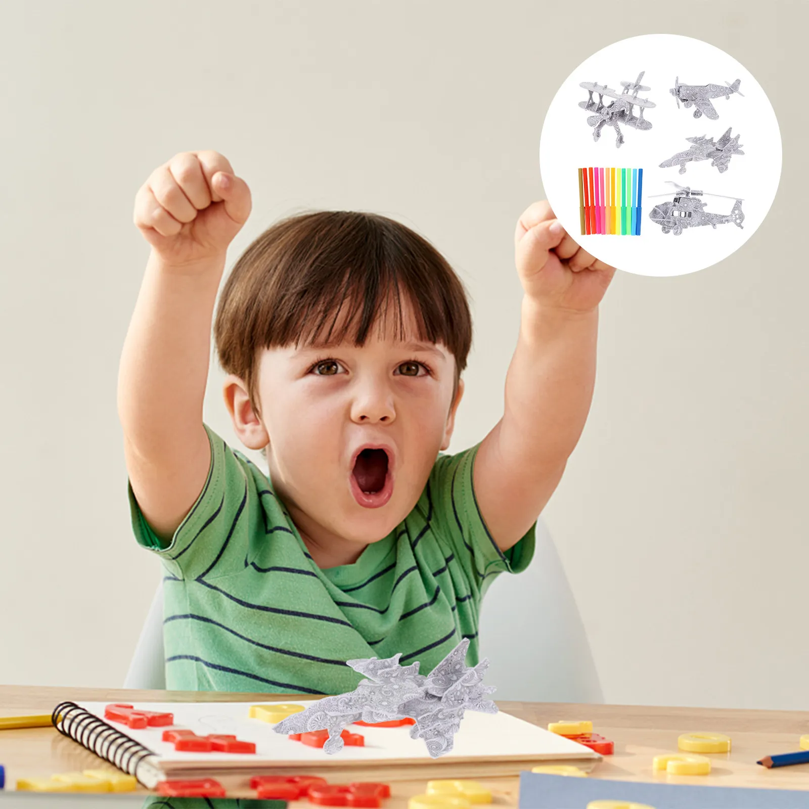 

Набор из 4 3D-пазлов: самолеты для раскрашивания. Детский творческий набор для рукоделия и граффити. Развитие пространственного мышления. Веселое занятие.