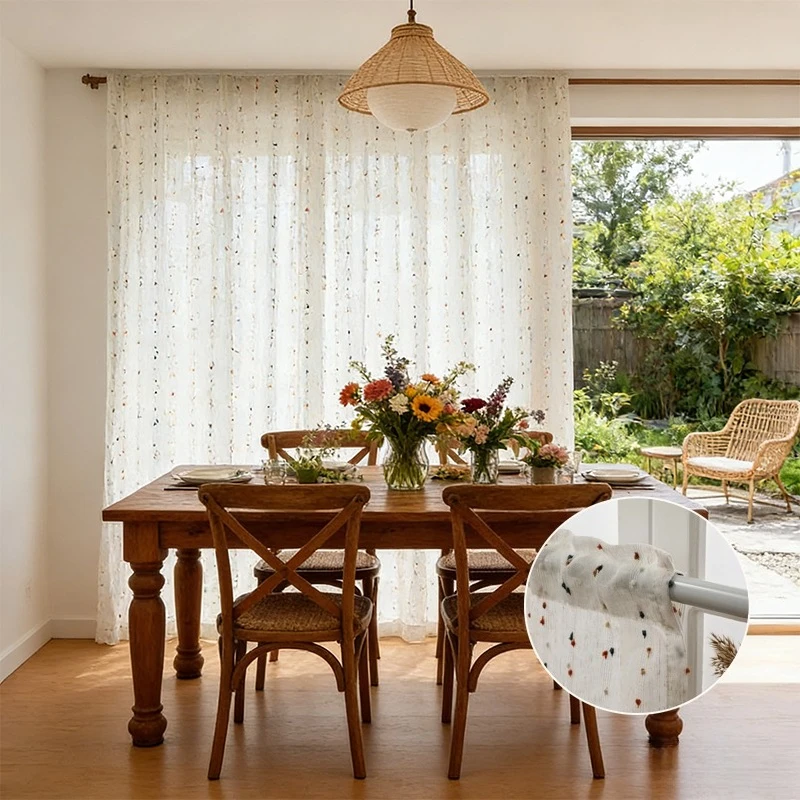 2026 Spring NewTransparent French Style Curtains Suitablefor LivingRoom,Bedroom,Kitchen,Coffee Shop,Office Available All Seasons