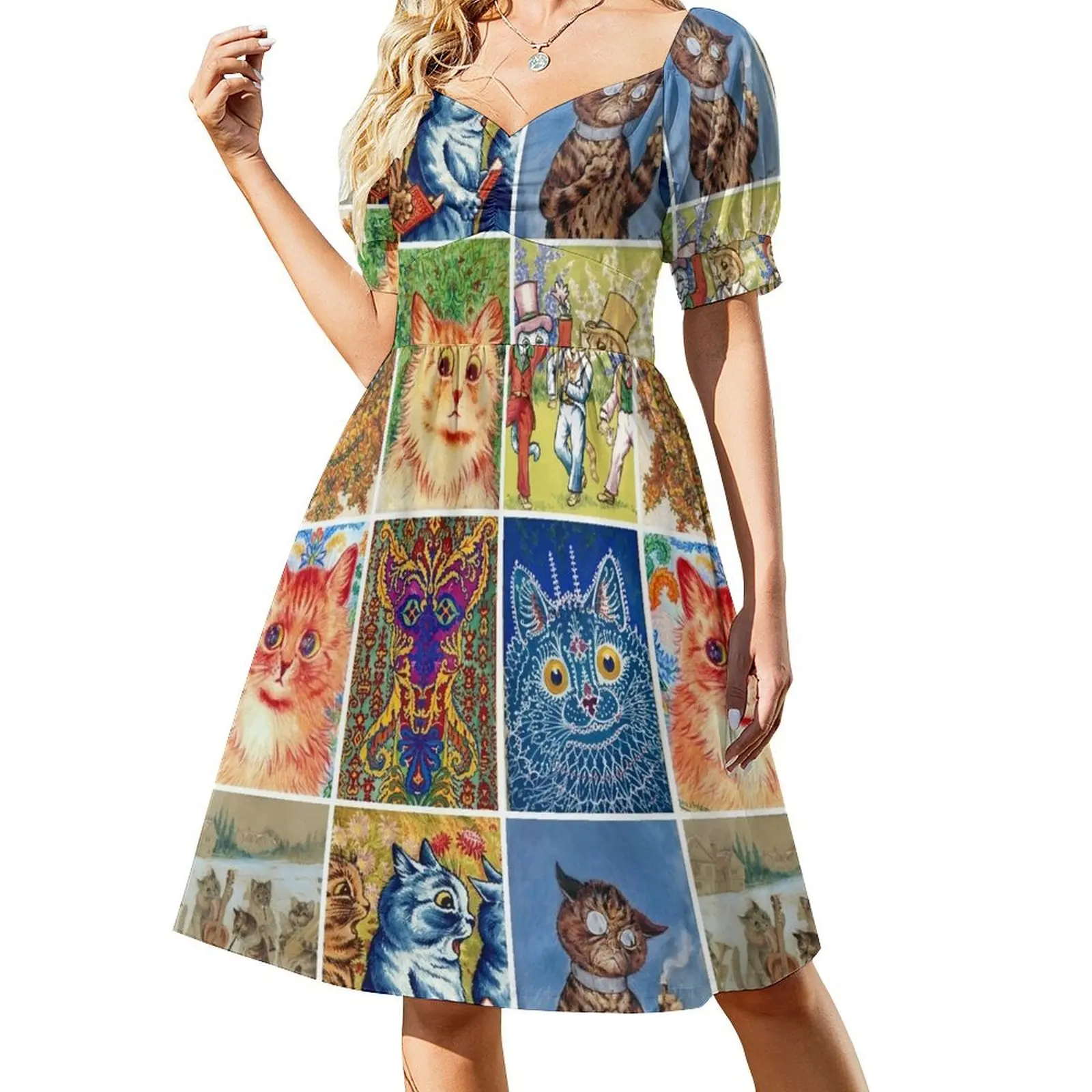 

HD LOUIS WAIN - Cats Short-Sleeved Dress elegant party dresses for women 2025 women's fashion dresses beach dresses gala