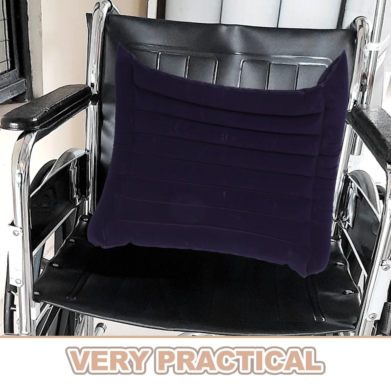 Ergonomic Inflatable Wheelchair Back Cushion Flocked Surface Lumbar Support for Travel Office Car Chair Comfortable Backrest