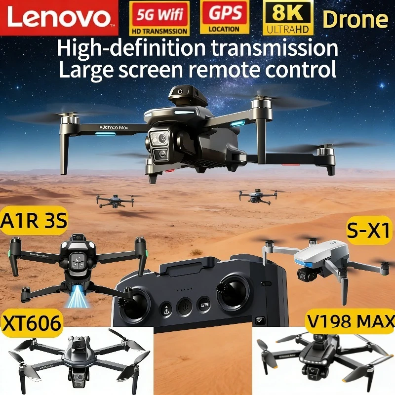 

Квадрокоптер Lenovo 8K True GPS Drone V198 MAX XT606 A1R S-X1 с Wi-Fi, функцией обхода препятствий и двойной FPV-связью