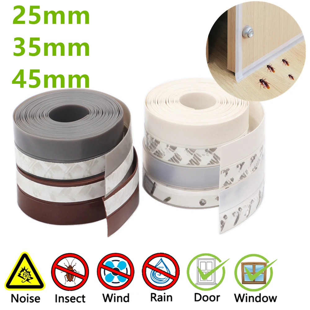 5 Color 9 Size Window Door Bottom Self Adhesive Silicone Rubber Seal Weathering Strip Door Sealing Bar Window Sealing Tape