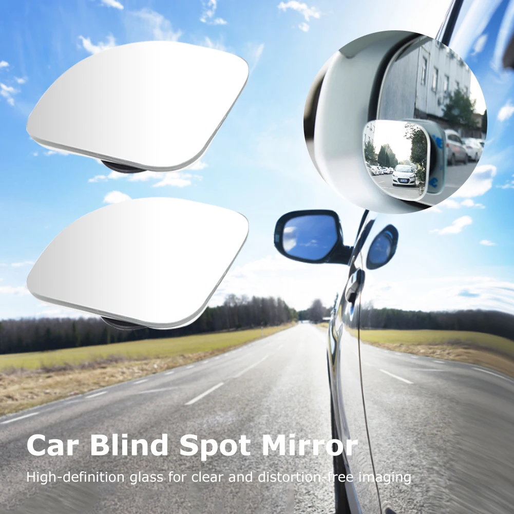 2Pcs Frameless Auxiliary Rearview Mirror Car Blind Spot Mirror HD Glass Convex Wide Angle Rimless Mirrors for Parking Reversing