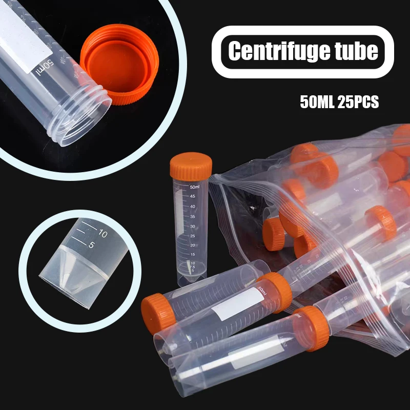 

50ml Screw Cap Flat Bottom Centrifuge Tube Plastic Centrifugal Tubes with Scale Free-standing Laboratory Analysis Supplies