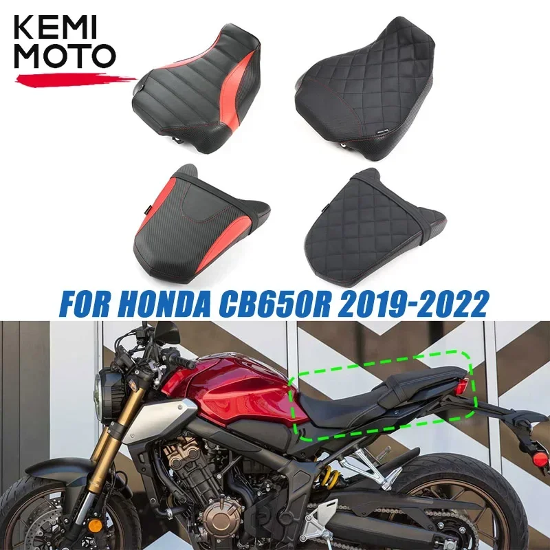 

For HONDA CB650R CBR650R CB CBR 650R 2019-2022 Front Rider Rear Passenger Cushion Seat Pad Cowl Leather Motorcycle Accessories