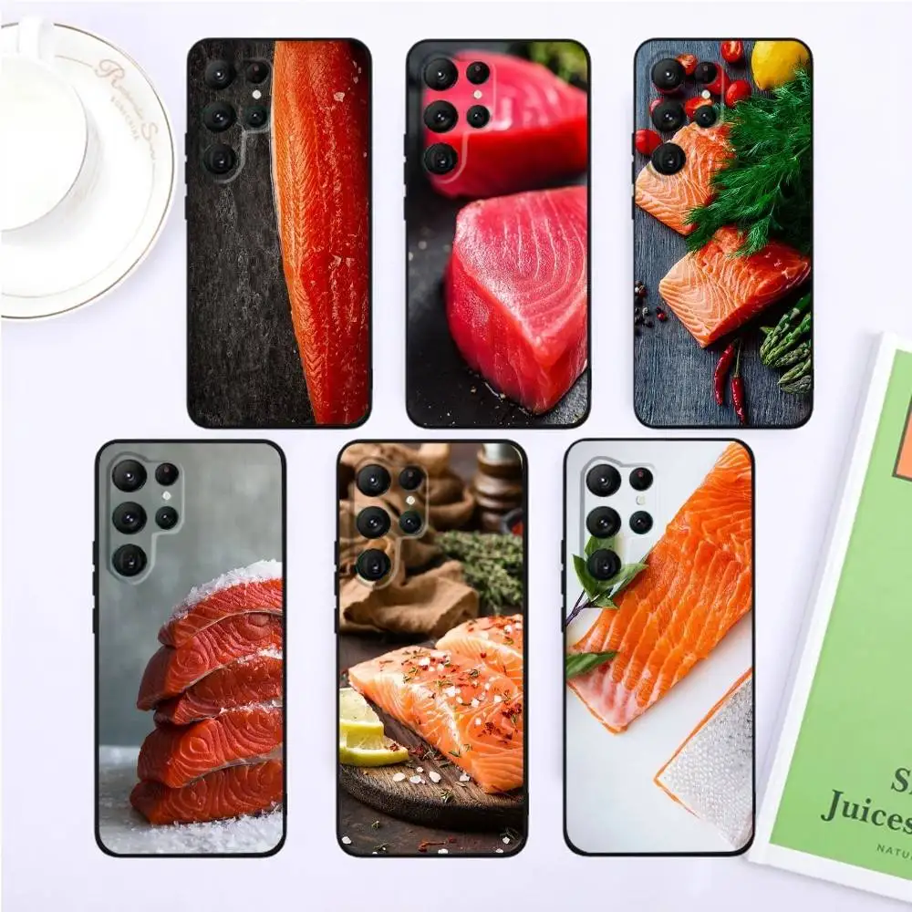 

Salmon Phone Case For Samsung S25,S24,S23,22,21,Ultra,Pro,S10,S30Plus,20lite Black Cover