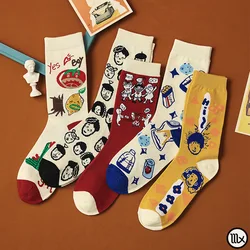 5 Pairs Villain Socks Long Funny Korean Men Women In The Tube Harajuku Style Colorful Cute Girls Cartoon Net Red Tide Socks