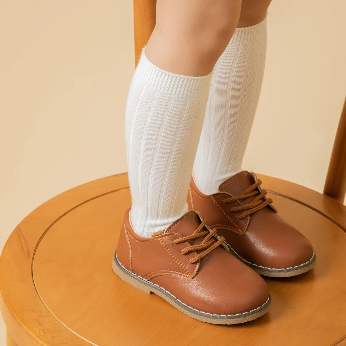 Boys Leather Oxford Shoes Toddler Little Kid Lace-Up Classic Dress Shoes