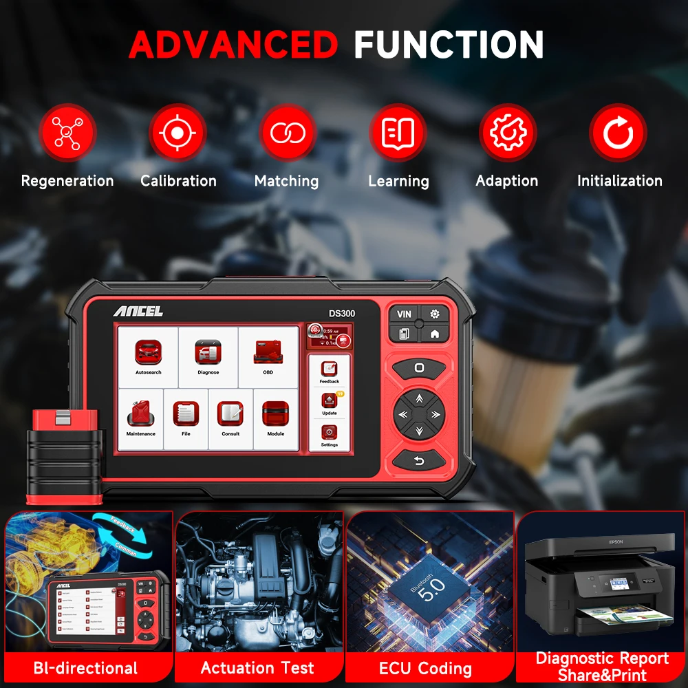 Ancel DS300 Professional Car Diagnostic Tools OBD2 All System Car Injector Coding Reset Diagnose Tool OBD2 Automotive Scanner view 4