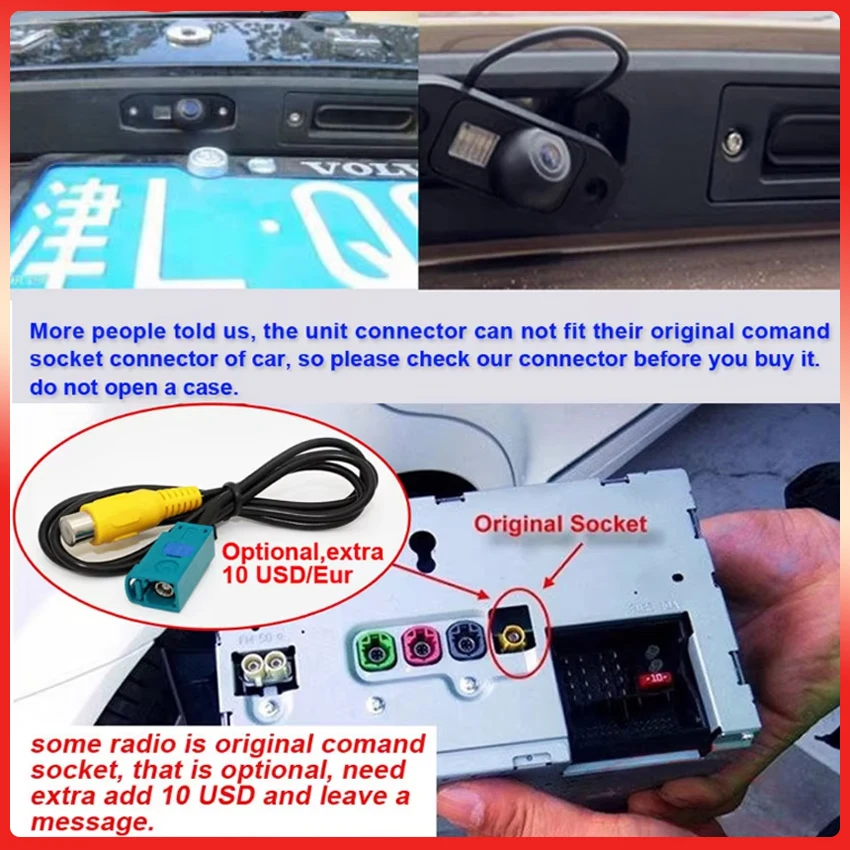 CCD HD Fisheye Lens Rear View Camera For Volvo XC90 2007 2008 2009 2010 2011 2012 2013 2014 2015 2016 2017 2018 2019 Car Monitor