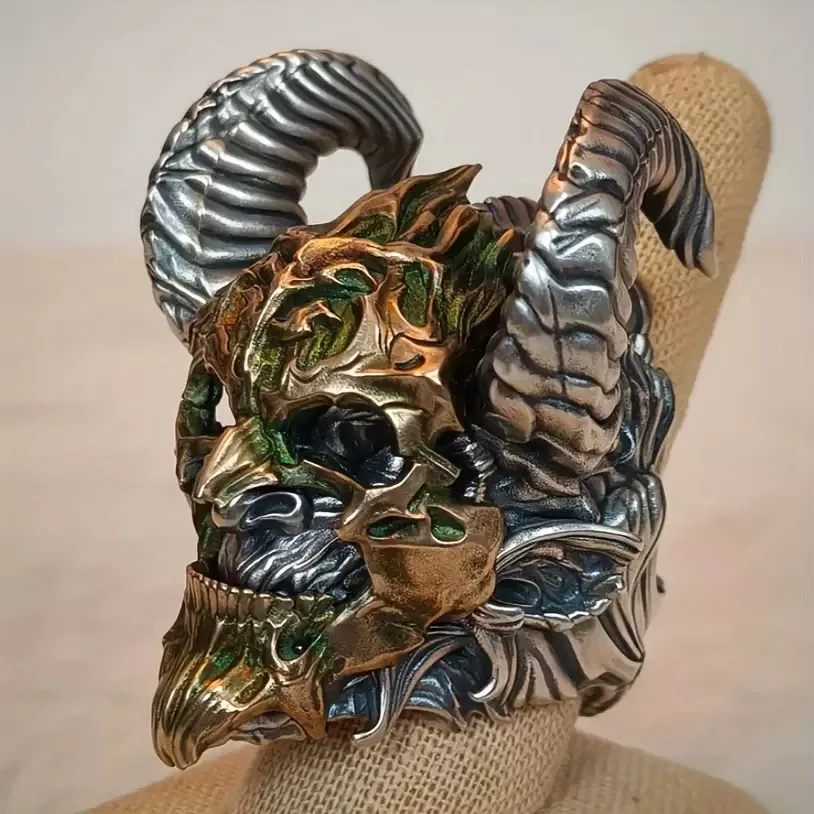 

Ретро кольцо со скелетом дьявола для мужчин, преувеличенное кольцо в стиле панк Sle в стиле хип-хоп, трендовое кольцо, уникальные высококачественные ювелирные изделия с акцентом