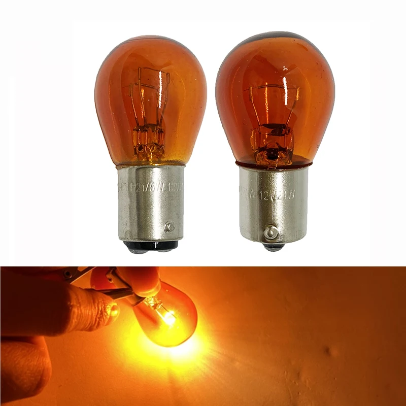 10/4/2/1x Car Light PY21W P21W Low Consumption 1157 BAY15D 1156  BA15S Auto Stop Brake Bulb Indicator Lamp 21W DC12V amber