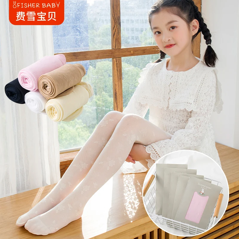 Summer thin anti-mosquito pantyhose girls breathable mesh Ultra-thin transparent tights Anti-snatch flowers baby kids stockings