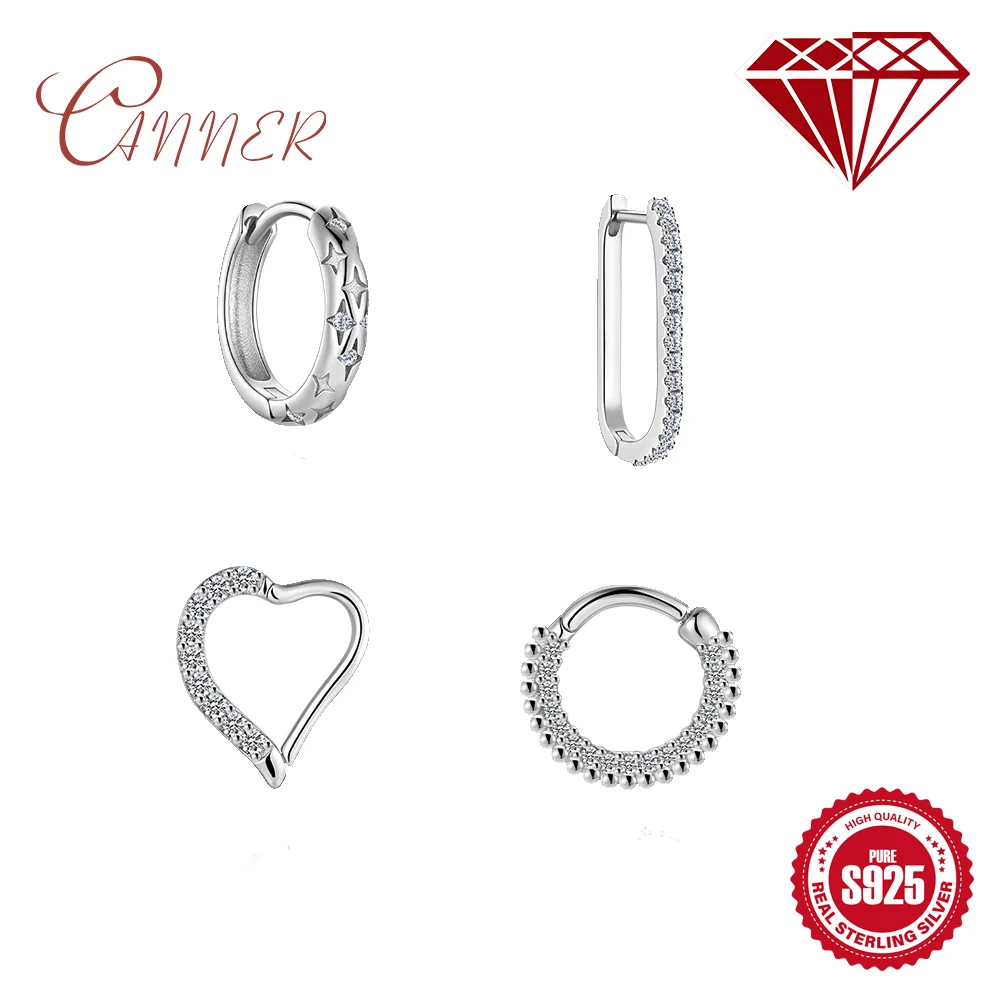 

Серебряные серьги-кольца CANNER 925 с моассанитом в форме звезды/кристалла для женщин и девушек, необычные украшения для пирсинга, подарок