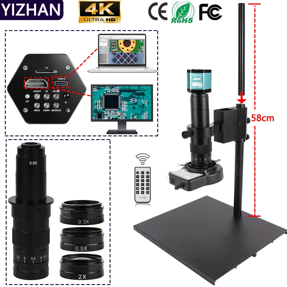 

4K UHD Digital Microscope For Soldering, 360X Electronic Welding Microscope With Software Support 4K Image Recording Measurement