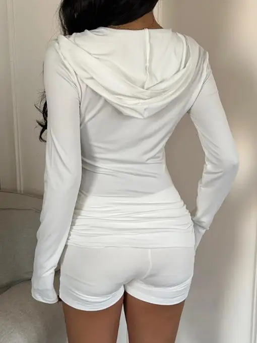 

Women's Autumn Winter Sports Zipper Long Sleeve Jacket Shorts Set Casual Active Wear Comfortable Fit for Fitness Activities