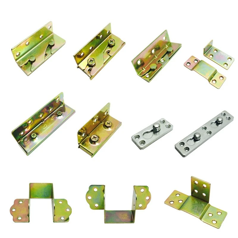 4pair Metal Bed Bracket Hinge Fastener Wood Board Connector for Bed Fixed Corner Bed Beam Support Furniture Hardware Fittings