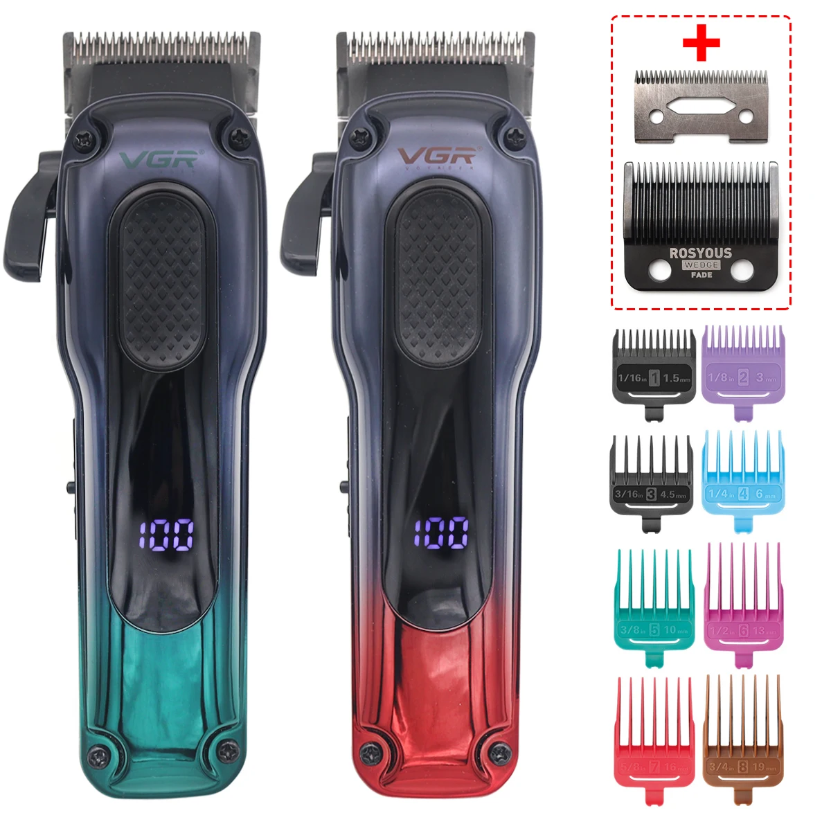 

VGR V-013 Professional Hair Clipper LED Display Cordless USB Interface 7W High Power Hair Cutting Machine Hair Trimmer for Men