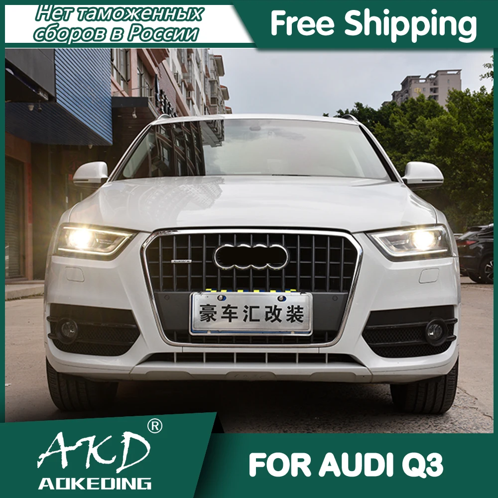 Car For Audi Q3 2012-2015 Headlights DRL Hella LED Bi Xenon Bulb Fog Lights Car Accessory Q3 Head Lamp