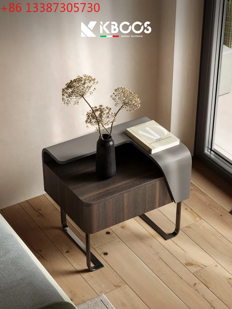 

Итальянская минималистичная прикроватная тумбочка для небольшой квартиры, для спальни, с местом для хранения, из шпонированного дерева.