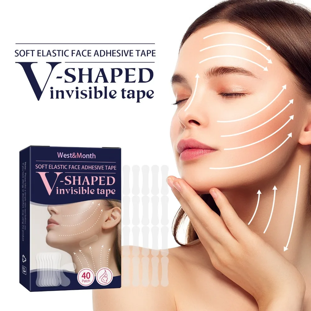 40PCS Facial Lifting Strips Brow Lift Tape Invisible Facelift Tape V-Shaped Chin Patch Facial Shaping Lifting&Tightening Tool