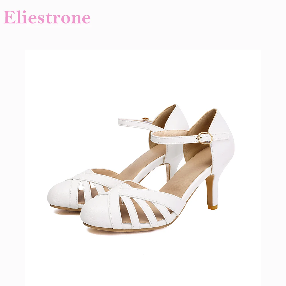 2026 Summer Fashion Women Sandals Ankle Strap High Heel Oversize Lady Daily Shoes Big Plus Size 12 46 48 Non-Slip
