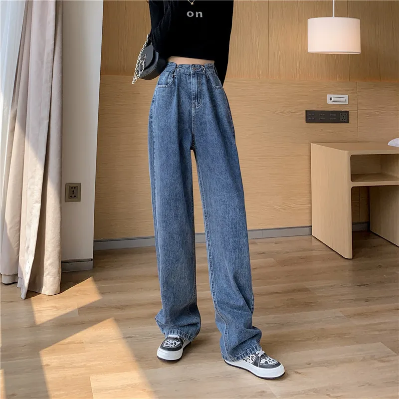 Lose gerade Jeans Frauen koreanische Mode hohe Taille lange Hosen Streetwear y2k Hosen Frauen Kleidung Baggy Pants