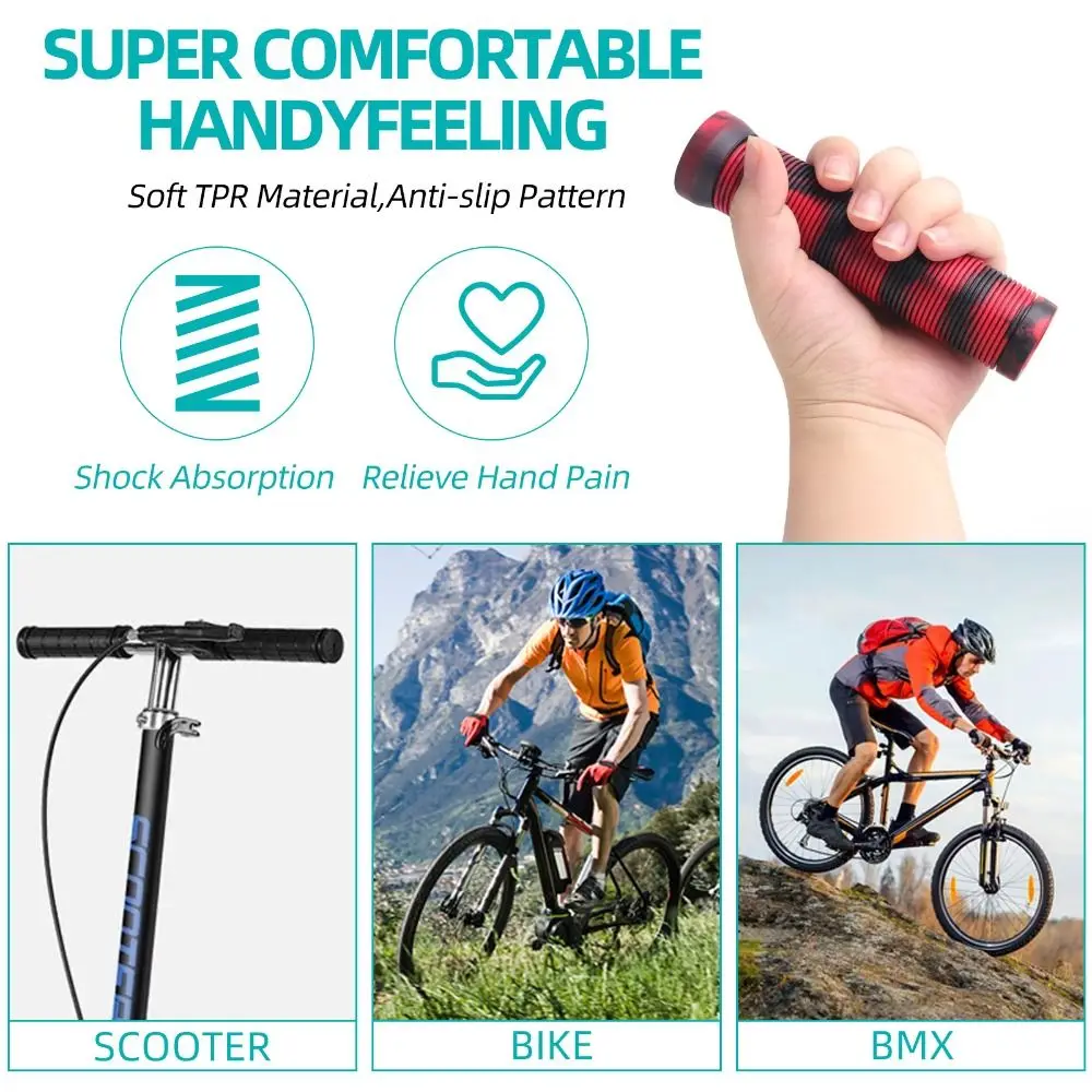 

Practical Rubber Bicycle Handle Bar Grips Non-slip 6 Colors Handlebar Cover Shockproof MTB Texture Outdoor Sports