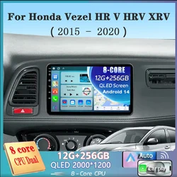 Android 14 Carplay Auto For Honda Vezel HR V HRV XRV 2015 2016 2017 2018 2019 2020 Multimedia Stereo Player GPS Navigation Wifi