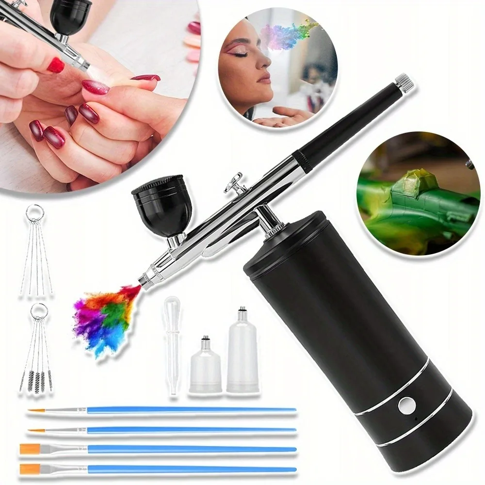 Kit aérographe avec compresseur, machine à aérographe portable pour ongles, ensemble de pistolets aérographes pour nail art, décoration de gâteaux, maquillage, barbier, peinture de modèles