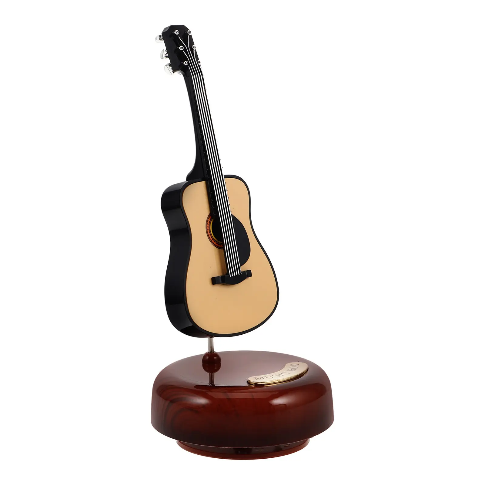 European Vintage Rotating Guitar Music Box Wind Up Melody Box Tabletop Decor for Living Room Bedroom Office Creative Birthday