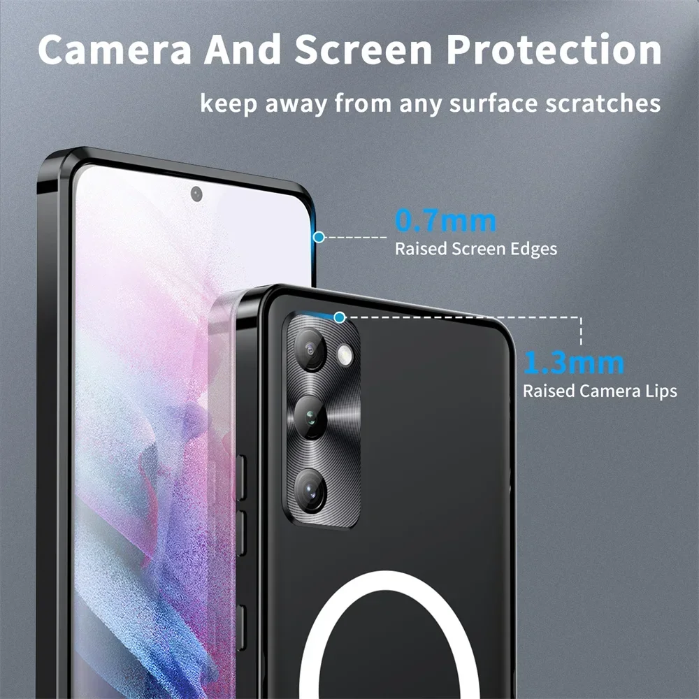 Shockproof Metal Armor Magsafe Case For Samsung Galaxy S22 S23 S24 S25 Ultra Note 10 Plus S20 S21 FE S23 Plus Note 20 Ultra Case