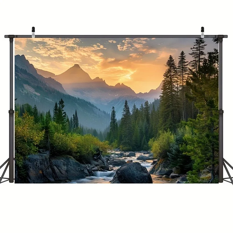 Mountain Valley Dusk Tapestry: Scenic Wilderness BeautyWall decoration background cloth, bedroom room home decoration