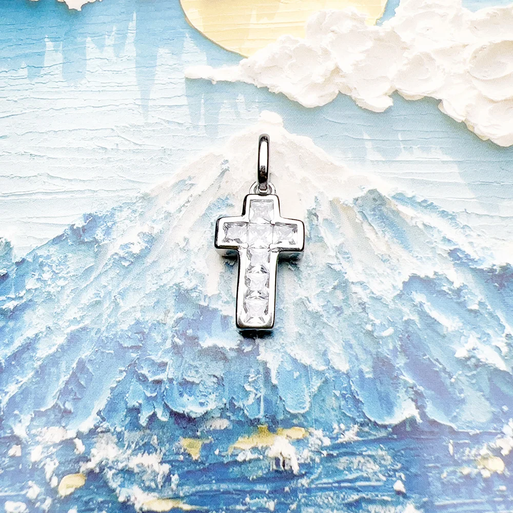 Pendant White Cross Brand New 925 Sterling Silver Glam Jewelry Europe Accessorie Trendy Gift For Woman