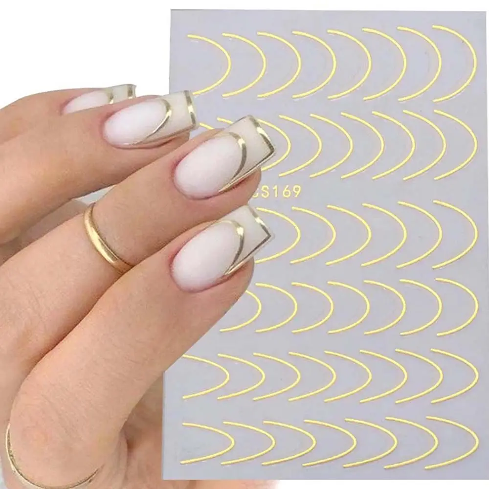 

Transfer Nail Foils Geometric Pattern French Style Stripe Nails Decals 3D Lines Nail Sticker Manicure Nail Art Decoration