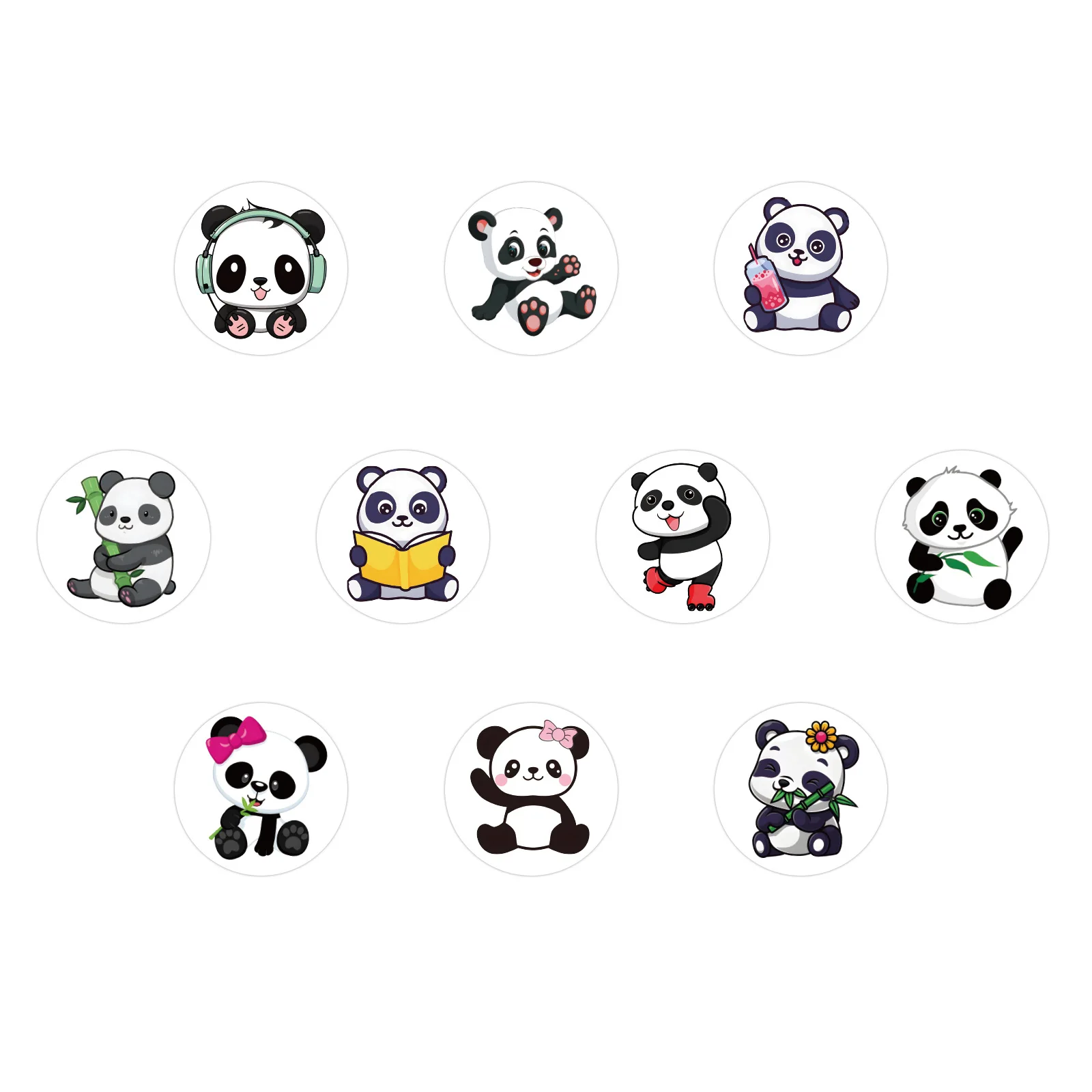 100-500pcs Cute Panda Cartoon Stickers Reward Sticker for Kids Gift Decoration Envelope Sealing Labels Stationery Stickers 1inch - Image 5