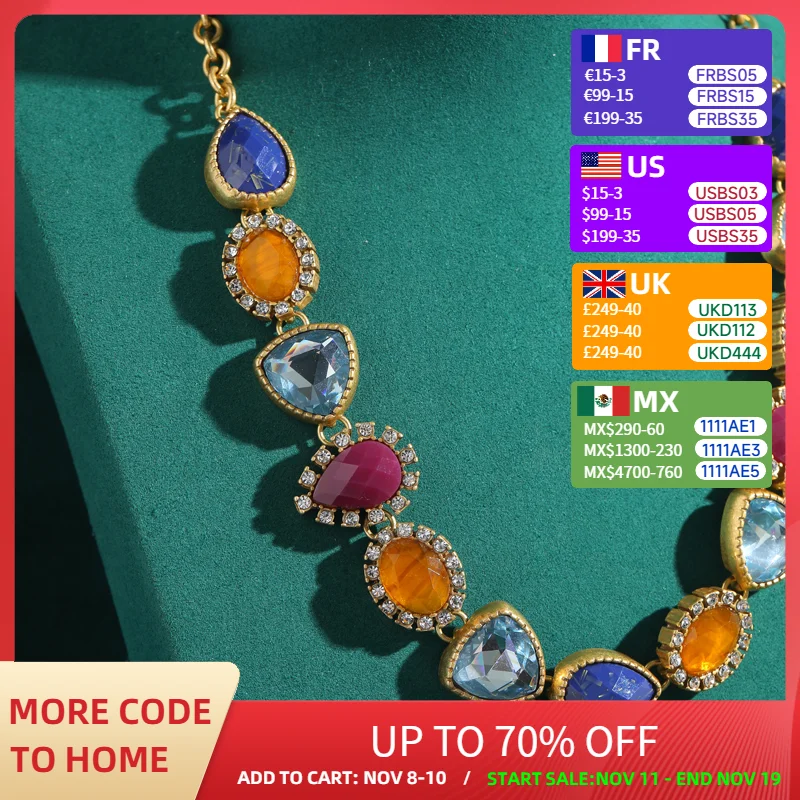 

Vintage Crystal Necklace Choker Woman Glass Gold Color Chain Summer Accessories Jewelry Valentine Day Gifts Party Wedding 2025