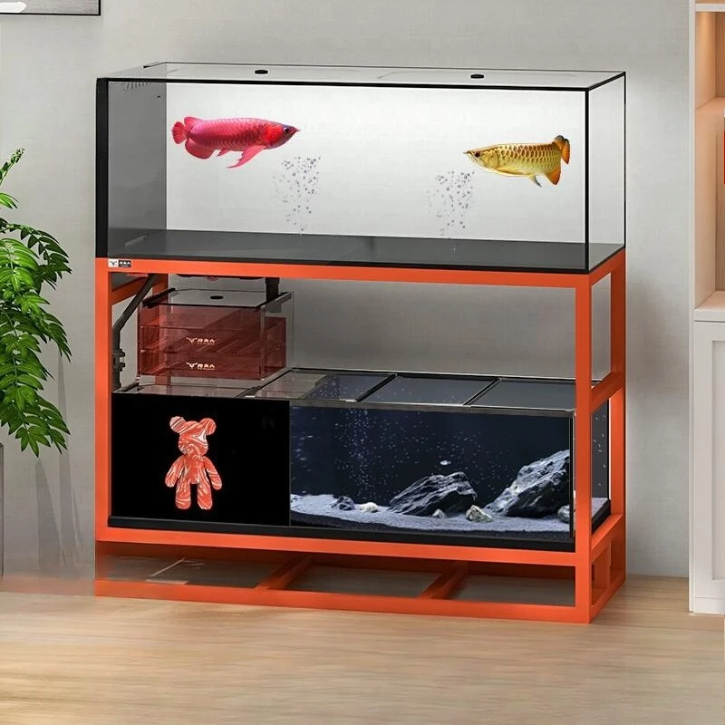 

Medium and large household ultra-white glass double-layer combination ecological arowana stream tank aquarium