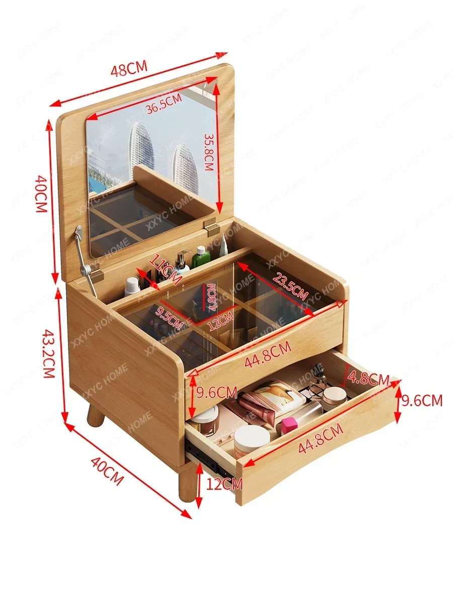 Special bay window with lamp cosmetic table dresser solid wood, simple small apartment saves space storage