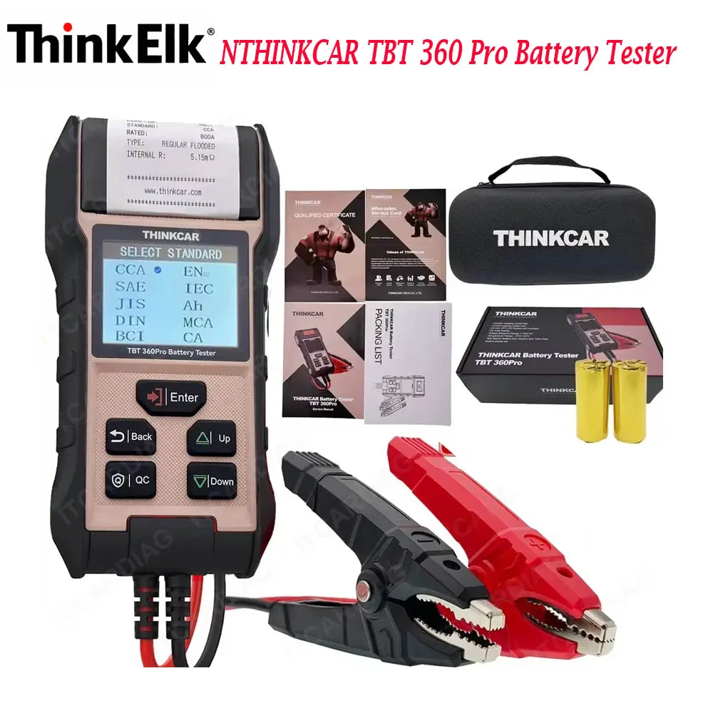 

The THINKCAR TBT Battery Tester LCD Display Support Printing Charging Starting System Test Multi-Language Update of TBT 360