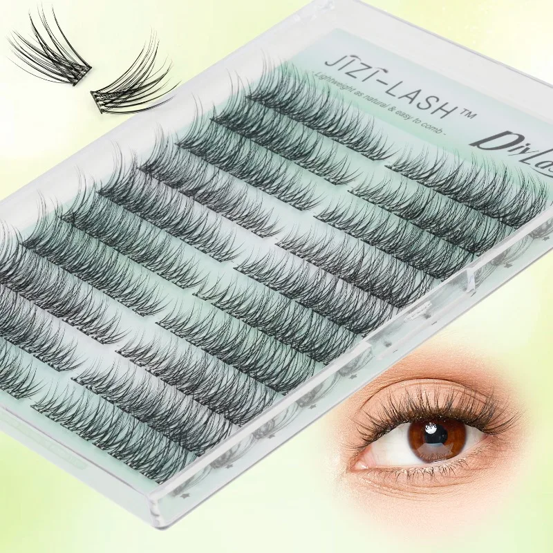 

JIZI-LASH Fluffy Self-adhesive Eyelashes Clusters Natural Soft DIY Individual Eyelashes Extensions Kit Manga False Eyelashes