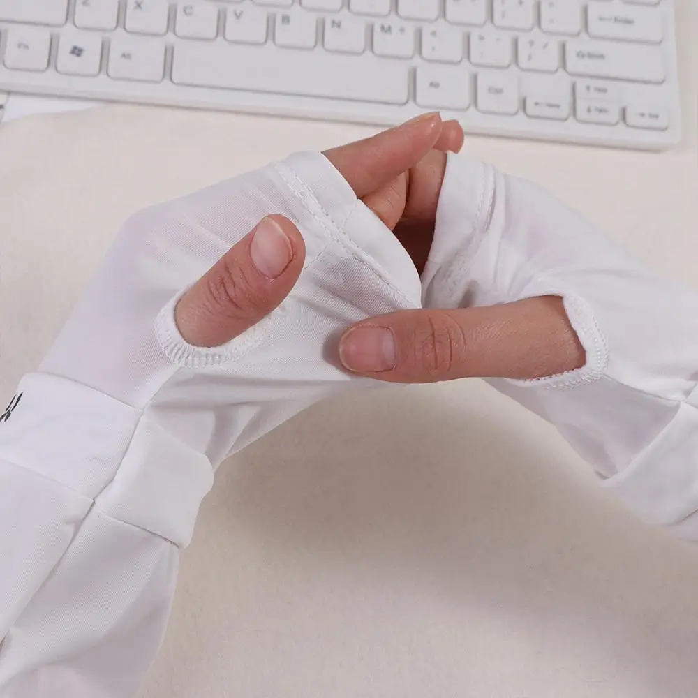 Elastic Cycling Sun Protection Outdoor Solid Color Women Arm Sleeves Summer Sunscreen Sleeves Ice Silk Driving  Arm Cover