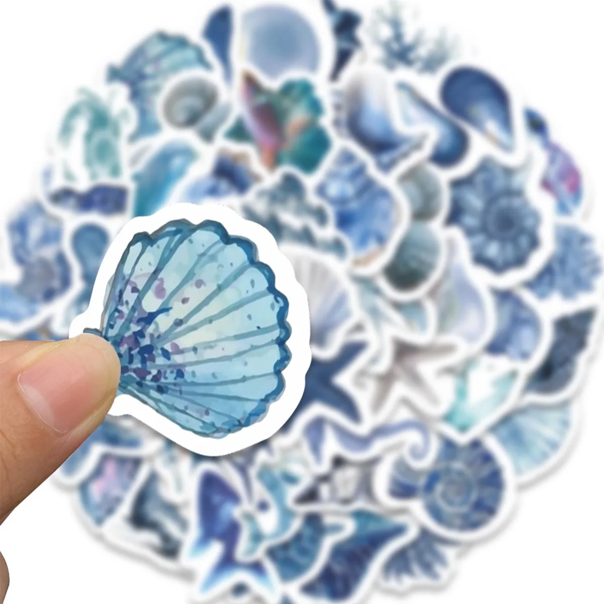 53pcs Sea Creature Ocean Blue Stickers | Shell Coral Wave Decals for Journals, Laptops & Water Bottles, Beach Lovers & Marine Ar