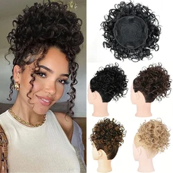 LISI GIRL Synthetic Messy Hair Bun Elastic Drawstring Loose Wave Large Curly Bun Short Ponytail Extension For Women