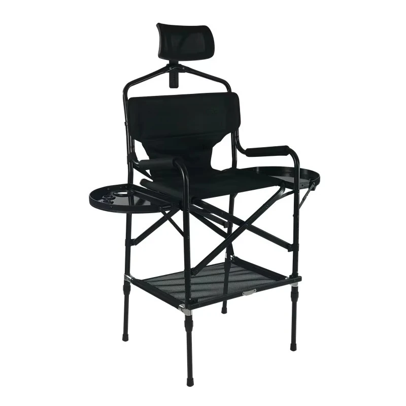 Portable Foldable Tall Director Adjustable Makeup Artist Chair With Headrest
