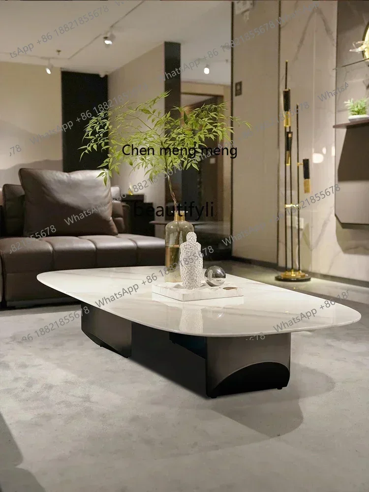 X Q Italian natural, luxury stone minimalist  rectangular coffee table light luxury living room natural marble coffee tablehy