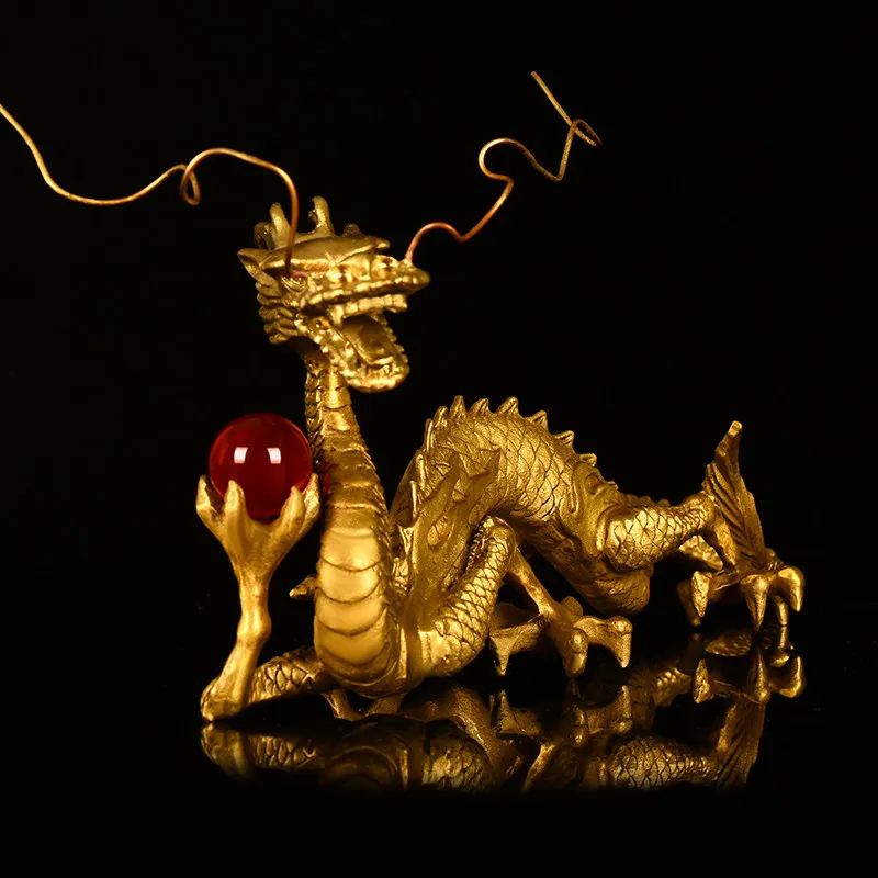 Copper Dragon Ornament Five-Clawed Golden Dragon Zodiac Artistic Home Living Decor