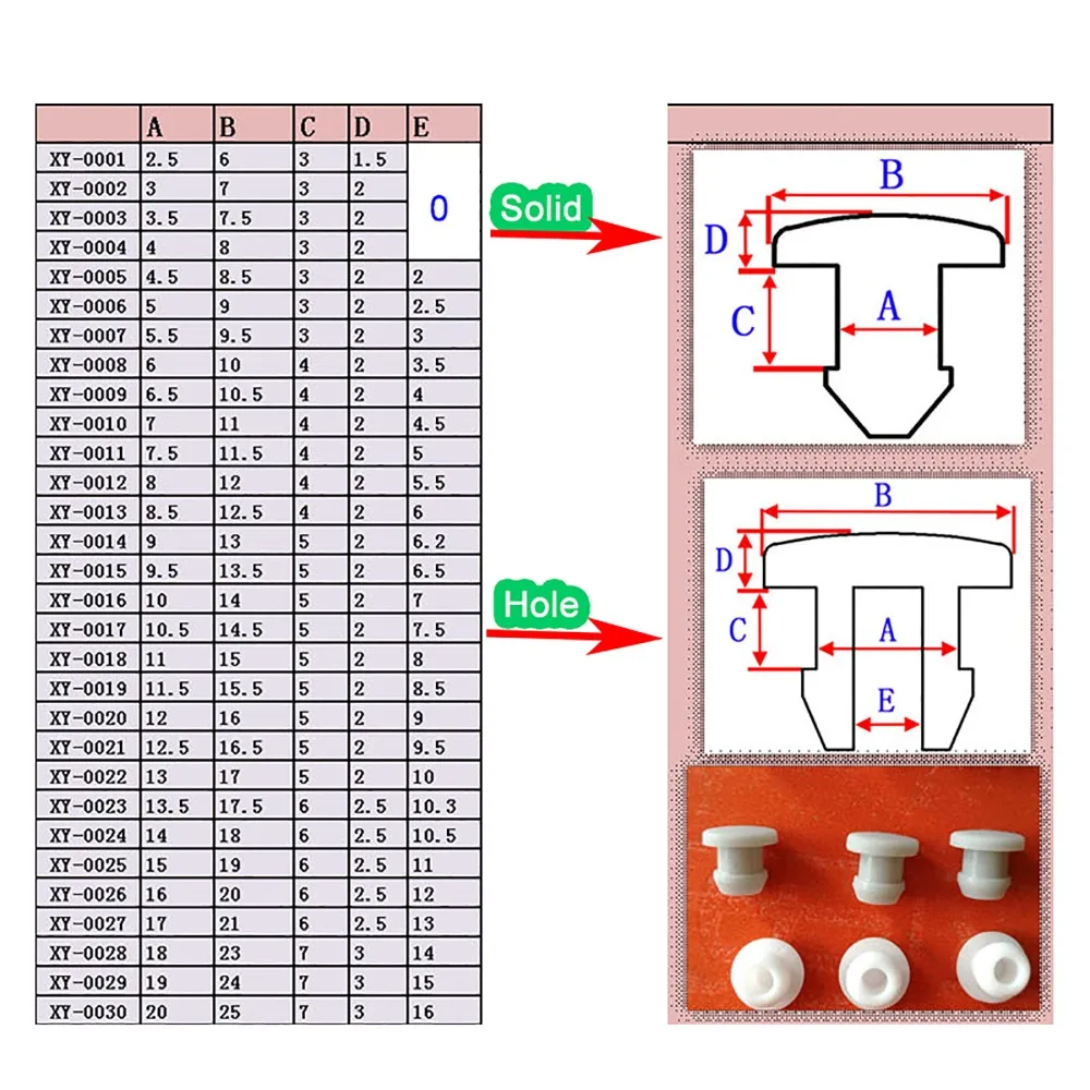 Tampões de furo de borracha de silicone sólido 2.5 / 3 / 3.5 / 4mm t tipo furo plug snap-on gaxeta eliminando tampa de vedação final