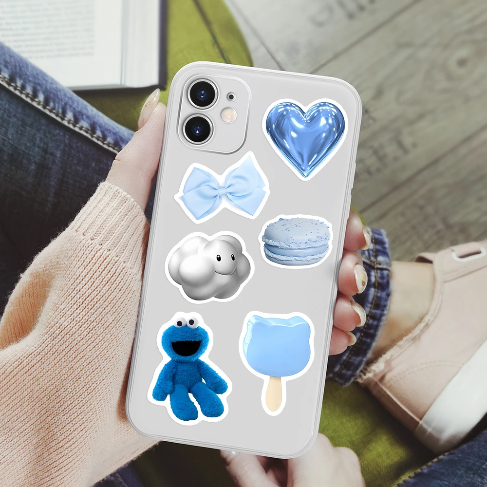 10/25/50PCS Ins Style Cute Stickers Vintage Blue Simple Scrapbooking PVC Waterproof Luggage skateboard Laptop Fridge Kids Toy