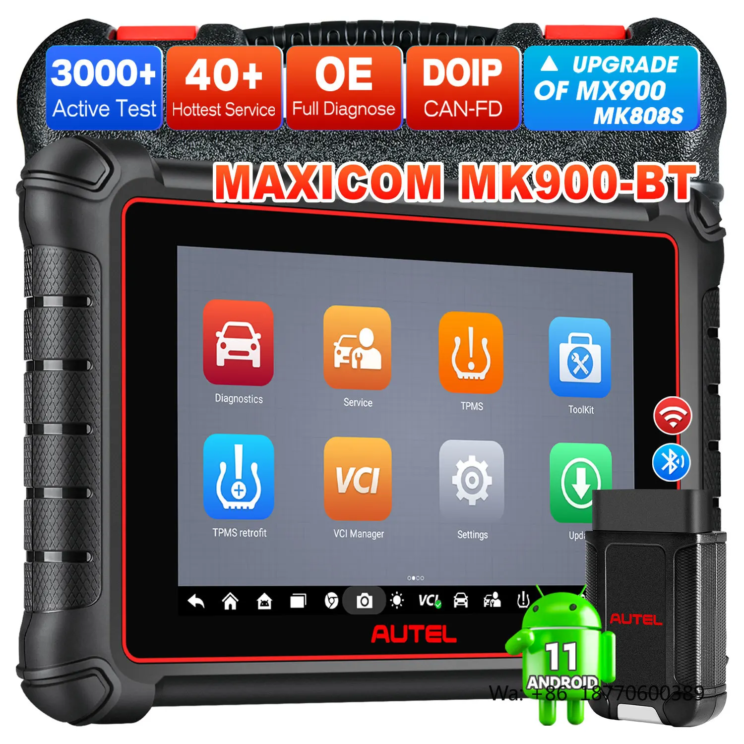 Autel MaxiCOM MK900 BT Car Diagnostic Tool MK808 MK900BT MK808BT Altar MK 808 900 MK900-BT Vehicle Auto Full System OBD2 Scanner